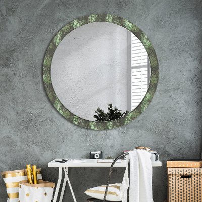 Round mirror print Tropical leaves