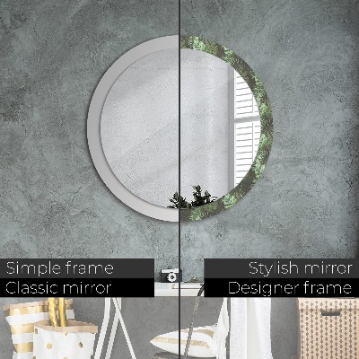 Round mirror print Tropical leaves