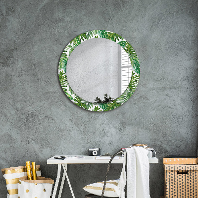 Round mirror decor Jungle leaves