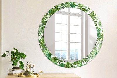 Round mirror decor Jungle leaves