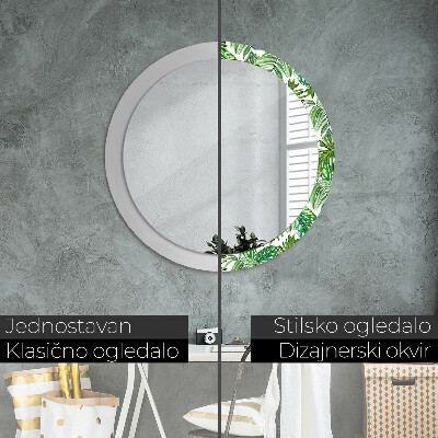 Round mirror decor Jungle leaves