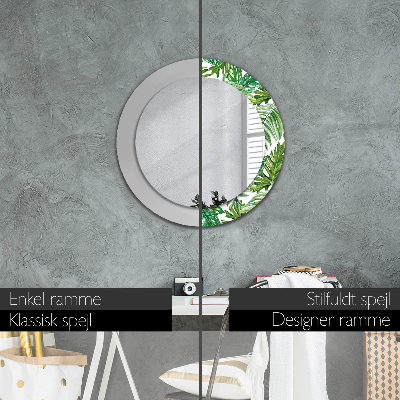 Round mirror decor Jungle leaves