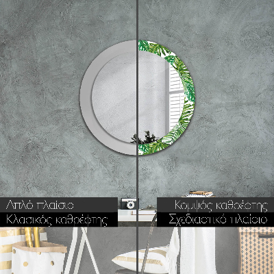 Round mirror decor Jungle leaves