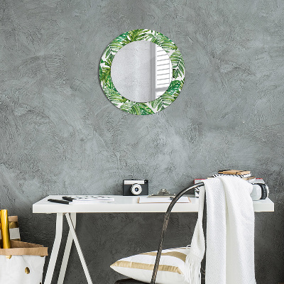 Round mirror decor Jungle leaves