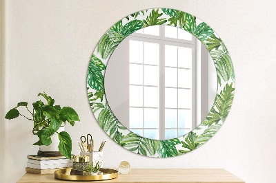 Round mirror decor Jungle leaves