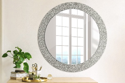 Round mirror printed frame Floral pattern