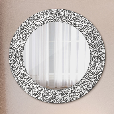 Round mirror printed frame Floral pattern