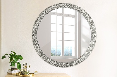 Round mirror printed frame Floral pattern