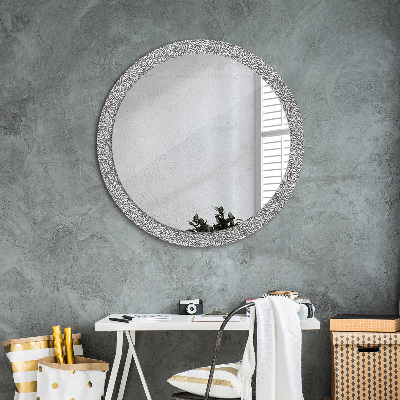 Round mirror printed frame Floral pattern