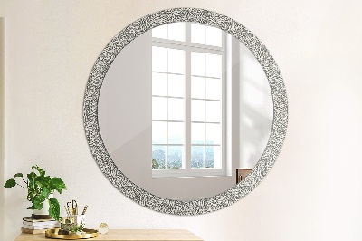 Round mirror printed frame Floral pattern