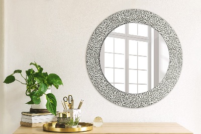 Round mirror printed frame Floral pattern