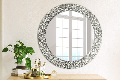 Round mirror printed frame Floral pattern