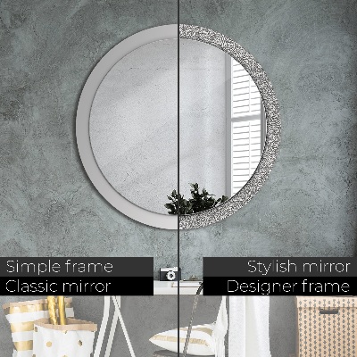 Round mirror printed frame Floral pattern