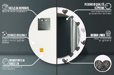 Round mirror printed frame Abstract hearts