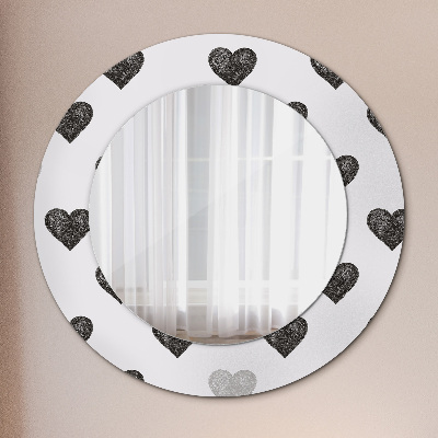 Round mirror printed frame Abstract hearts