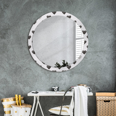 Round mirror printed frame Abstract hearts