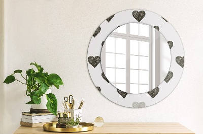 Round mirror printed frame Abstract hearts