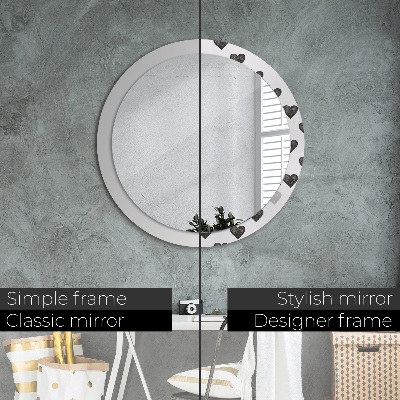 Round mirror printed frame Abstract hearts