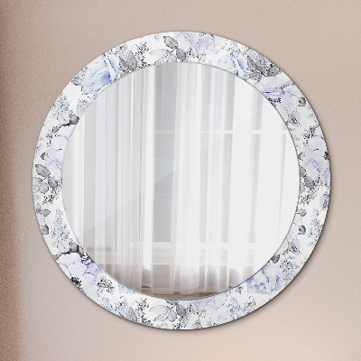 Round decorative wall mirror Blue roses