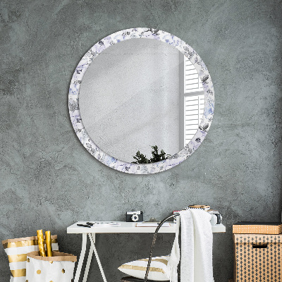 Round decorative wall mirror Blue roses