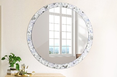 Round decorative wall mirror Blue roses