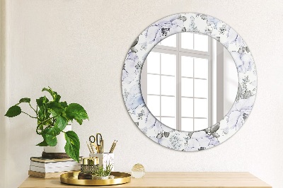 Round decorative wall mirror Blue roses
