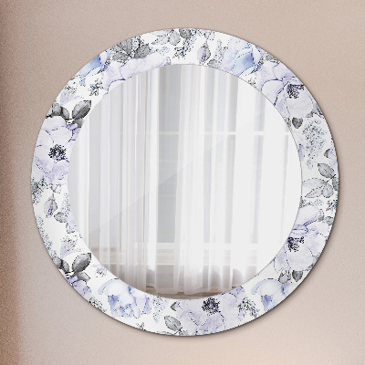 Round decorative wall mirror Blue roses