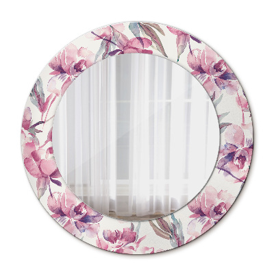 Round decorative wall mirror Peonies flowers