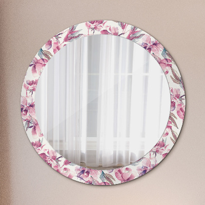 Round decorative wall mirror Peonies flowers