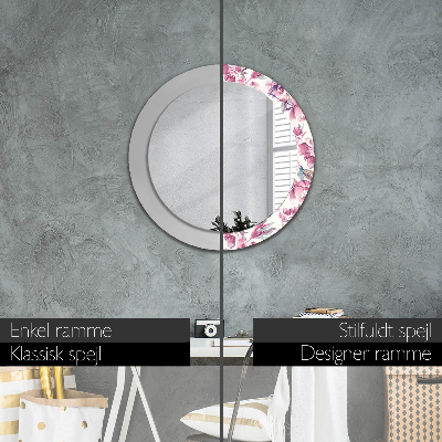 Round decorative wall mirror Peonies flowers