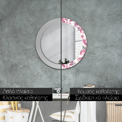 Round decorative wall mirror Peonies flowers