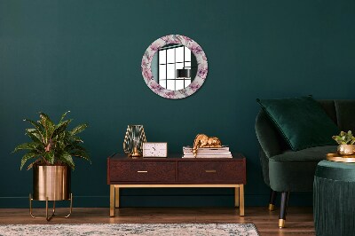 Round decorative wall mirror Peonies flowers