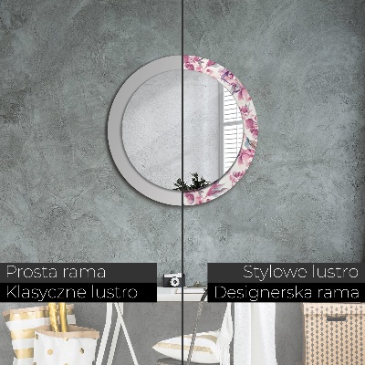 Round decorative wall mirror Peonies flowers