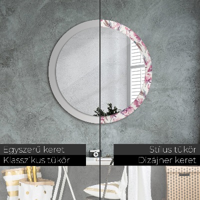 Round decorative wall mirror Peonies flowers