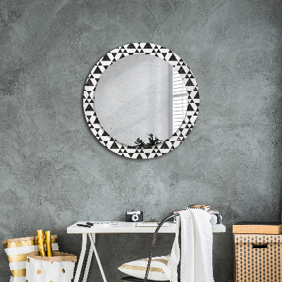 Round decorative wall mirror Triangles geometry