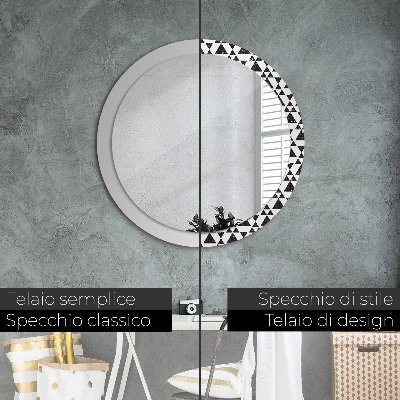 Round decorative wall mirror Triangles geometry