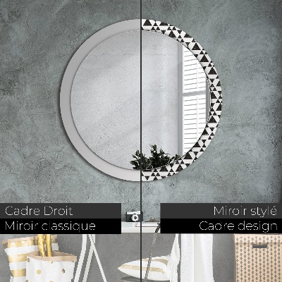 Round decorative wall mirror Triangles geometry