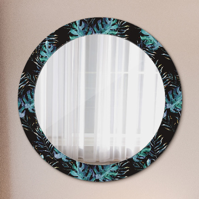 Round decorative wall mirror Exotic leaves