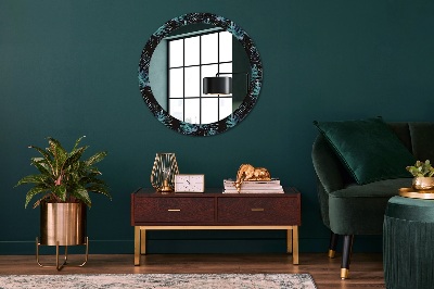 Round decorative wall mirror Exotic leaves