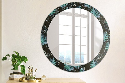 Round decorative wall mirror Exotic leaves