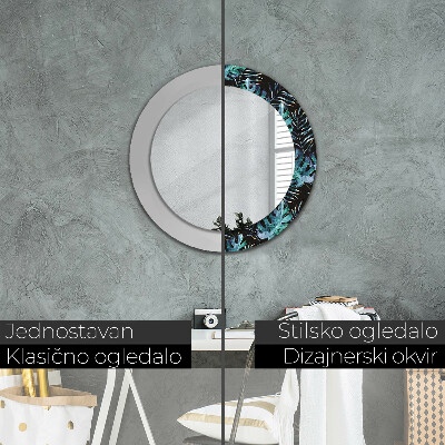 Round decorative wall mirror Exotic leaves