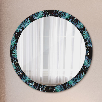 Round decorative wall mirror Exotic leaves