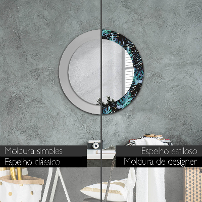 Round decorative wall mirror Exotic leaves