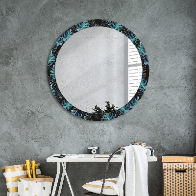 Round decorative wall mirror Exotic leaves