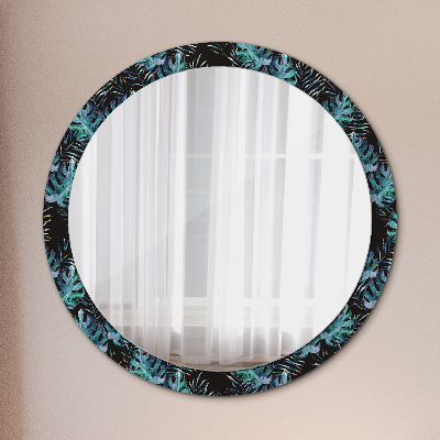 Round decorative wall mirror Exotic leaves