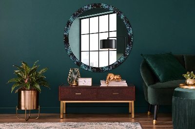 Round decorative wall mirror Exotic leaves