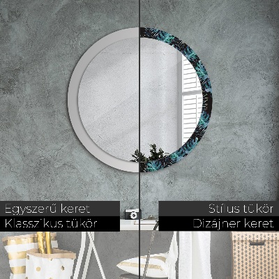 Round decorative wall mirror Exotic leaves