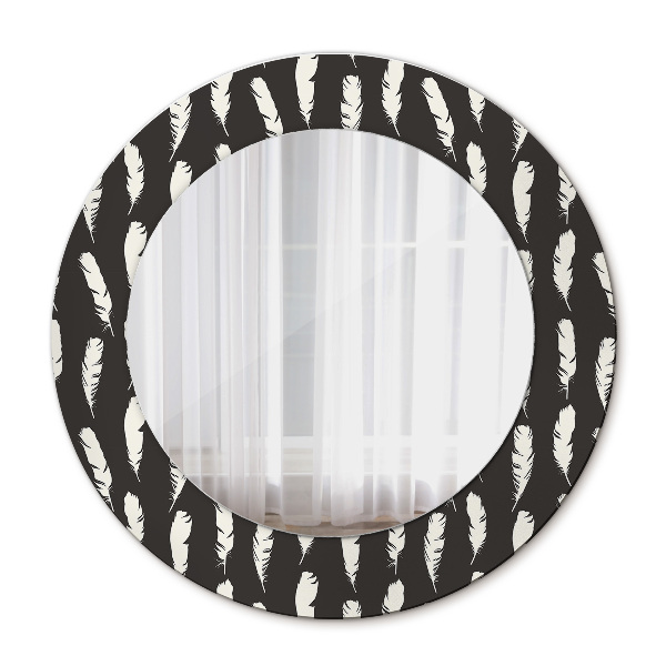 Round decorative wall mirror Feathers