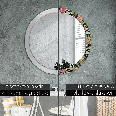 Round decorative wall mirror Hibiscus flowers