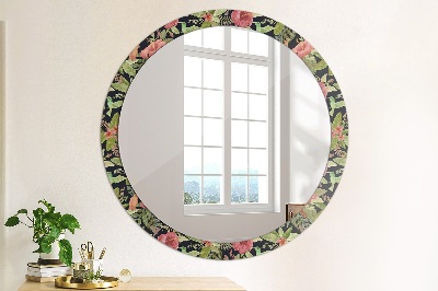 Round decorative wall mirror Hibiscus flowers